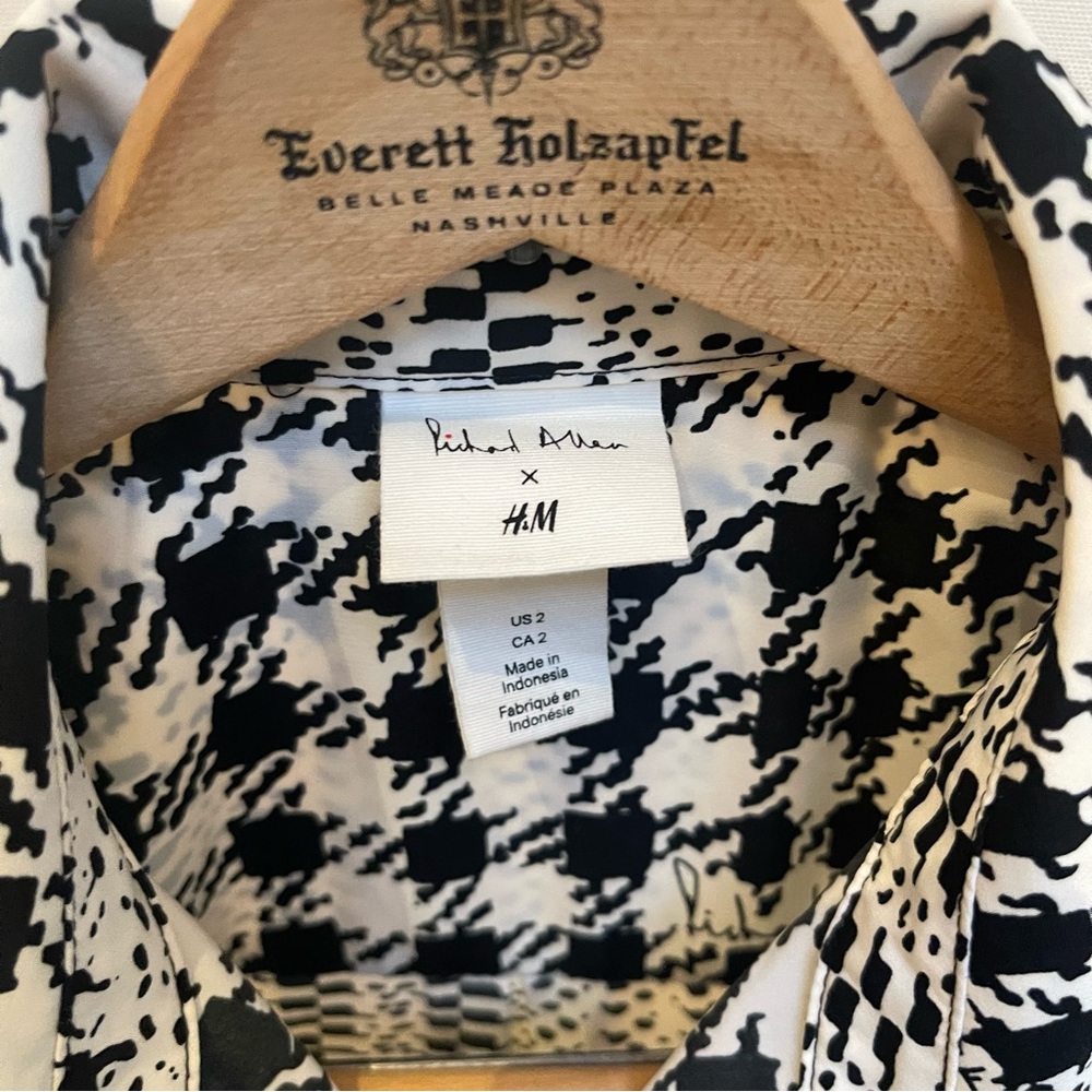 Richard Allan x H&M Patchwork Houndstooth‎ Button-Front Shirt | Size US 2 - Picture 12 of 12